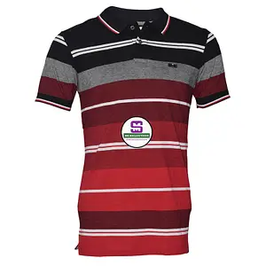 Wine Red Multi-Color Fitting Indian Polo T-Shirt